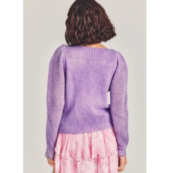 LoveShackFancy Rosie Pullover Sweater Sz S Lavender Wool Alpaca - Picture 2 of 7